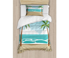 Ocean and Palm Trees Duvet Cover Set