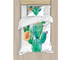 Cactus with Flowers Duvet Cover Set