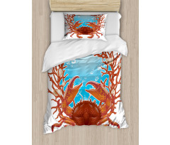 Seashells and Red Coral Duvet Cover Set