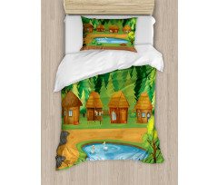 Huts Pond in Woods Duvet Cover Set