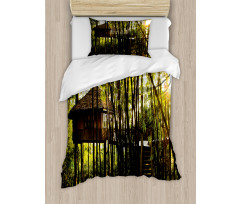 Hut in Idyllic Forest Duvet Cover Set