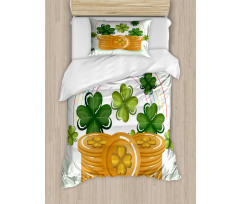 Coins Shamrocks and Rainbow Duvet Cover Set