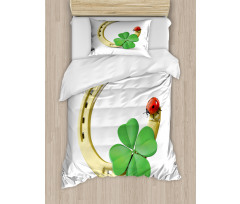 Horseshoe Ladybug Shamrock Duvet Cover Set