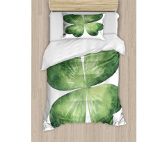 Watercolor Shamrock Leaf Art Duvet Cover Set