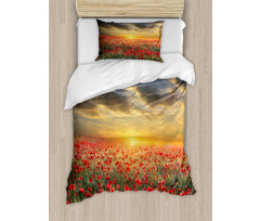 Scenic Field Sunset Sky Duvet Cover Set