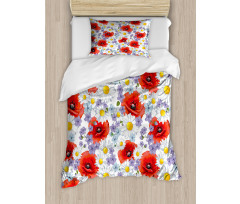 Poppy and Daisy Flower Duvet Cover Set