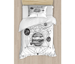 Modern Geometric Planets Duvet Cover Set