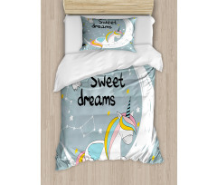 Unicorn on Crescent Duvet Cover Set