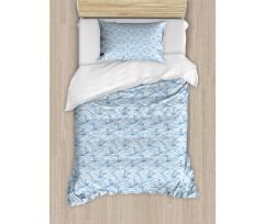 Sea Waves Sailboat Sketch Duvet Cover Set