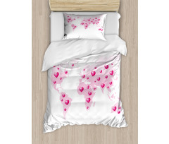 Global Dots Heart Love Duvet Cover Set