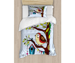 Flying Animal Tree Art Duvet Cover Set