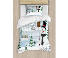 Frosty Holds Nest Graphic Duvet Cover Set