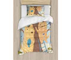 Couple Bears Tree Duvet Cover Set