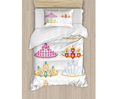 Golden Gemstones Tiaras Duvet Cover Set