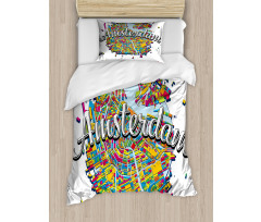 Vibrant Digital Mapping Duvet Cover Set