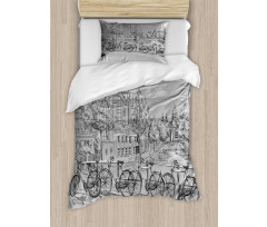 Bicycles by the Canal Duvet Cover Set