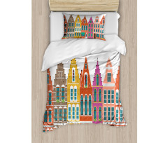 European Colorful Houses Duvet Cover Set