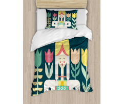 Dutch Girl and Flowers Duvet Cover Set