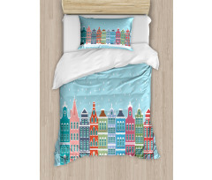 Snowy Town in Holland Duvet Cover Set