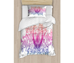 Lily Flowers and Crescent Duvet Cover Set