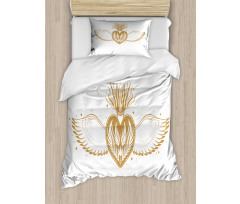 Winged Heart with Crown Duvet Cover Set