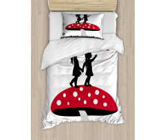 Little Girls on Toadstool Duvet Cover Set