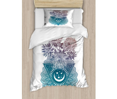 Flowers Moon and Lace Motif Duvet Cover Set