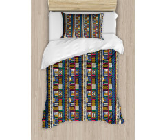 Tribal Motifs Vibrant Colors Duvet Cover Set