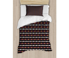 Colorful Hatched Squares Art Duvet Cover Set