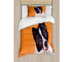 Akita on Orange Duvet Cover Set