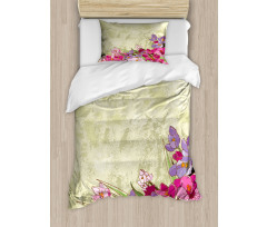 Flora Grunge Theme Duvet Cover Set