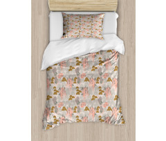 Aster Flowers Scene Duvet Cover Set