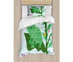 Childish Animals Floral Leaf Duvet Cover Set