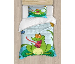 Animal on Pond Catches a Fly Duvet Cover Set