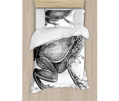 Engraved Amphibian Fauna Art Duvet Cover Set