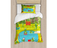 Animal Pool Party Fun Forest Duvet Cover Set