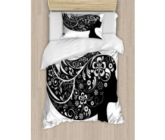 Woman with Floral Hair Duvet Cover Set