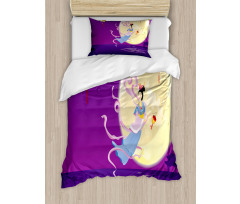 Chinese Woman Cartoon Duvet Cover Set