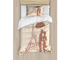 Couple Eiffel Tower Duvet Cover Set