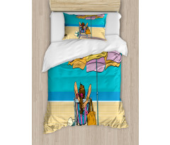 Lady on a Deckchair Duvet Cover Set