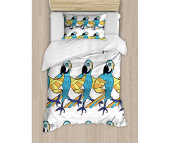 Tropic Colorful Parrots Duvet Cover Set