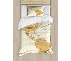 North South America Map Duvet Cover Set