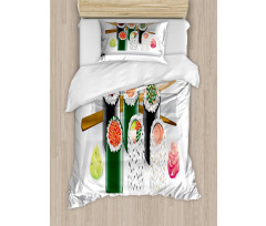 Various Flavored Sushi Plate Duvet Cover Set