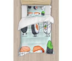 Funny Happy Sushi Characters Duvet Cover Set