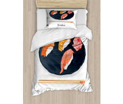 Sushi Text and Japan Plate Duvet Cover Set