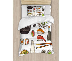 Japan Teapot Sakura Sushi Duvet Cover Set