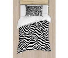 Monochrome Waves Duvet Cover Set