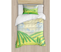 Green Field Graphic Duvet Cover Set