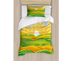 Fields Hills at Dawn Duvet Cover Set