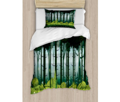 Mystic Forest Trees Twilight Duvet Cover Set